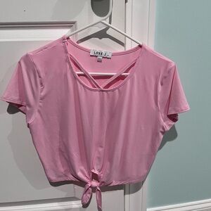 Love J Soft Pink Tie-Knot Crop Top